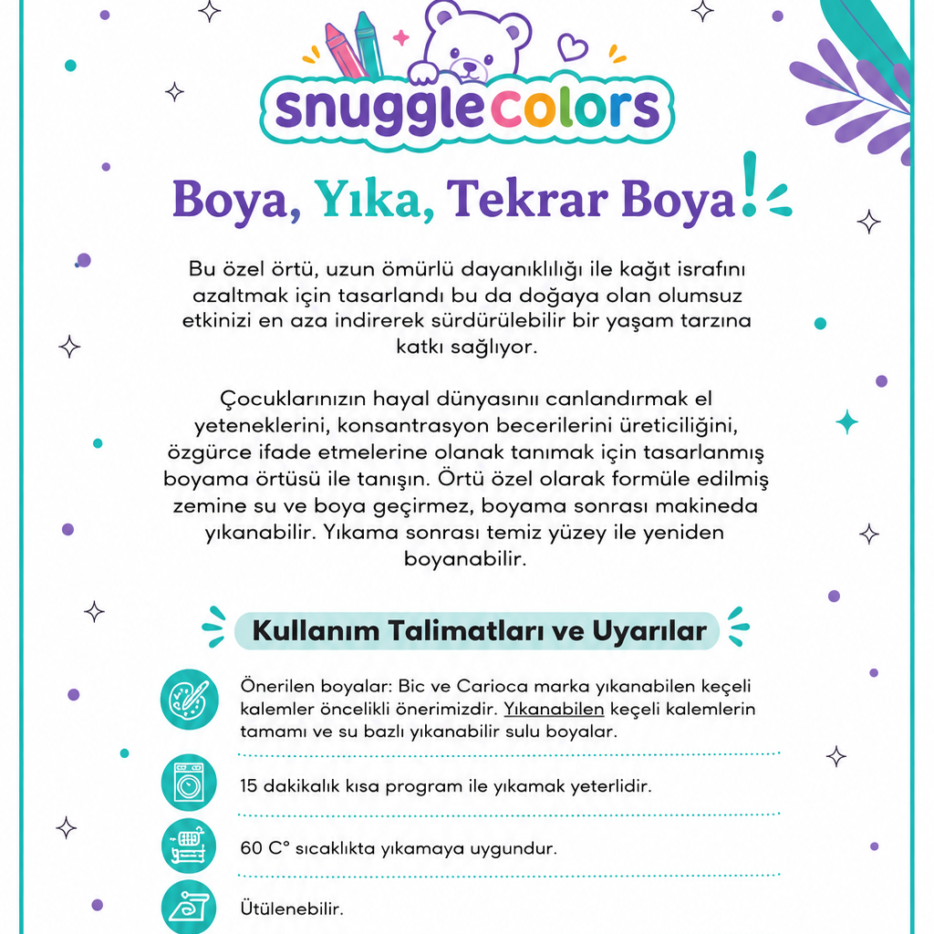SnuggleColors Yıkanabilir Örtü